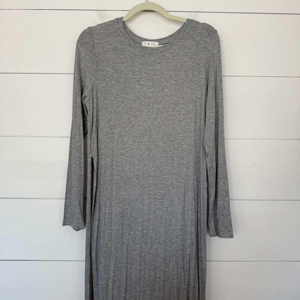 On the Road Women’s Large Grey Long Sleeve Split Blouse Dress
